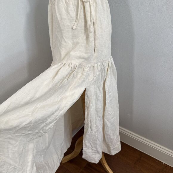 Shona Joy Skirt Womens 4 Ivory Linen Aria Drawstring Split Minimalist Langenlook - Picture 5 of 13